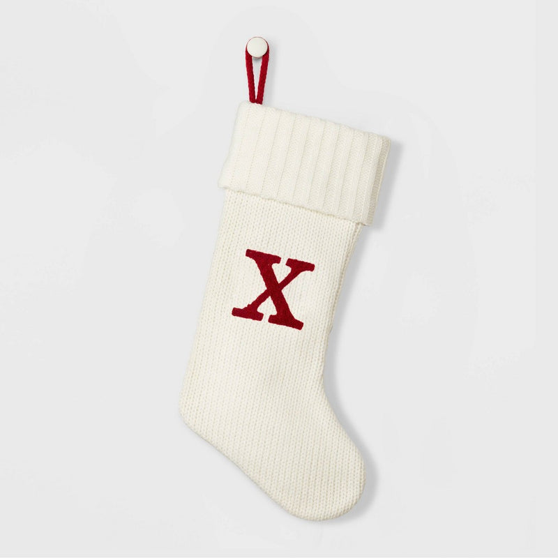 Knit Monogram Christmas Stocking White X - Wondershop