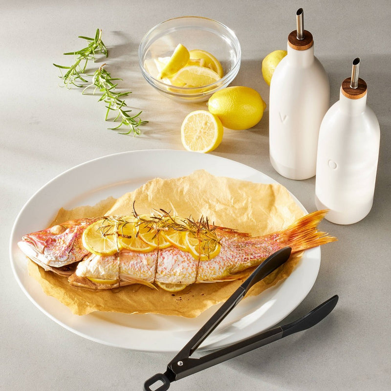 9" Stainless Steel Tongs with Silicone Head Black - Figmint