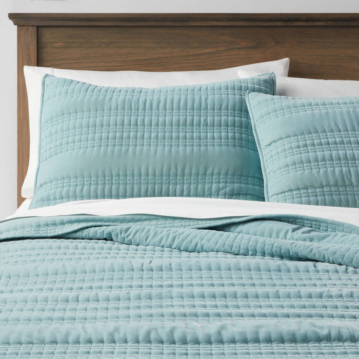 Standard Lofty Velvet Quilt Sham Light Teal Blue - Threshold