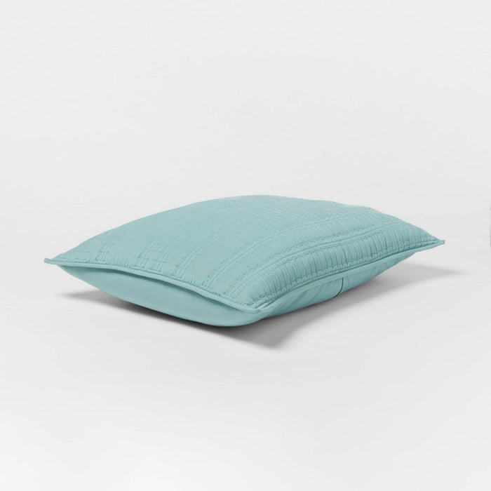 Standard Lofty Velvet Quilt Sham Light Teal Blue - Threshold