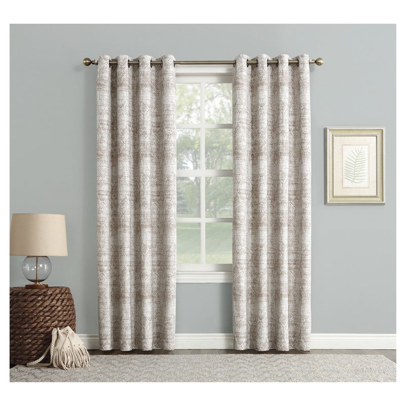 95"x50" Darren Distressed Global Blackout Lined Grommet Curtain Panel Camel - Sun Zero