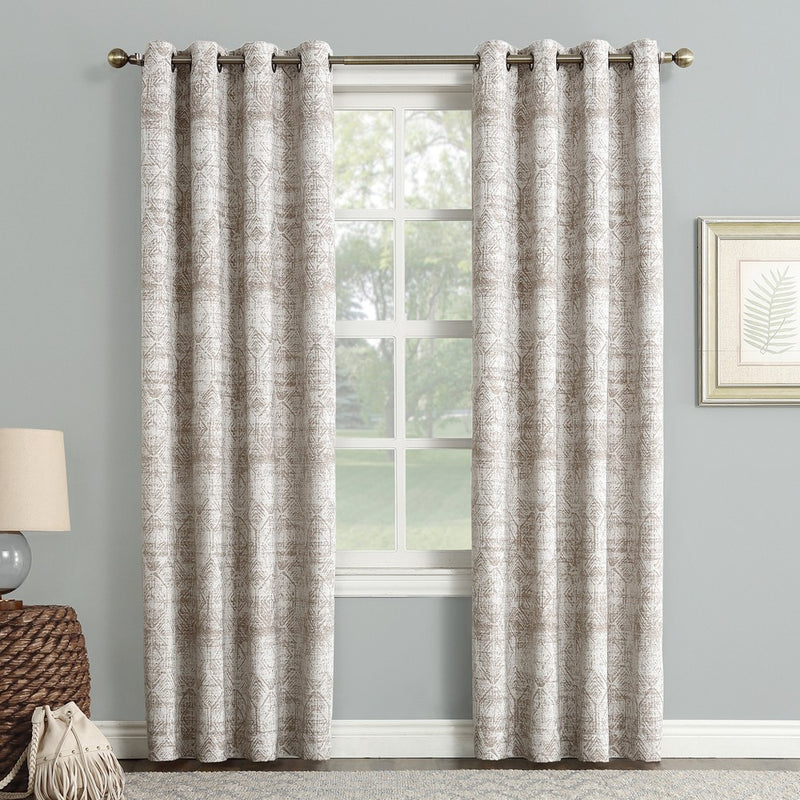 95"x50" Darren Distressed Global Blackout Lined Grommet Curtain Panel Camel - Sun Zero