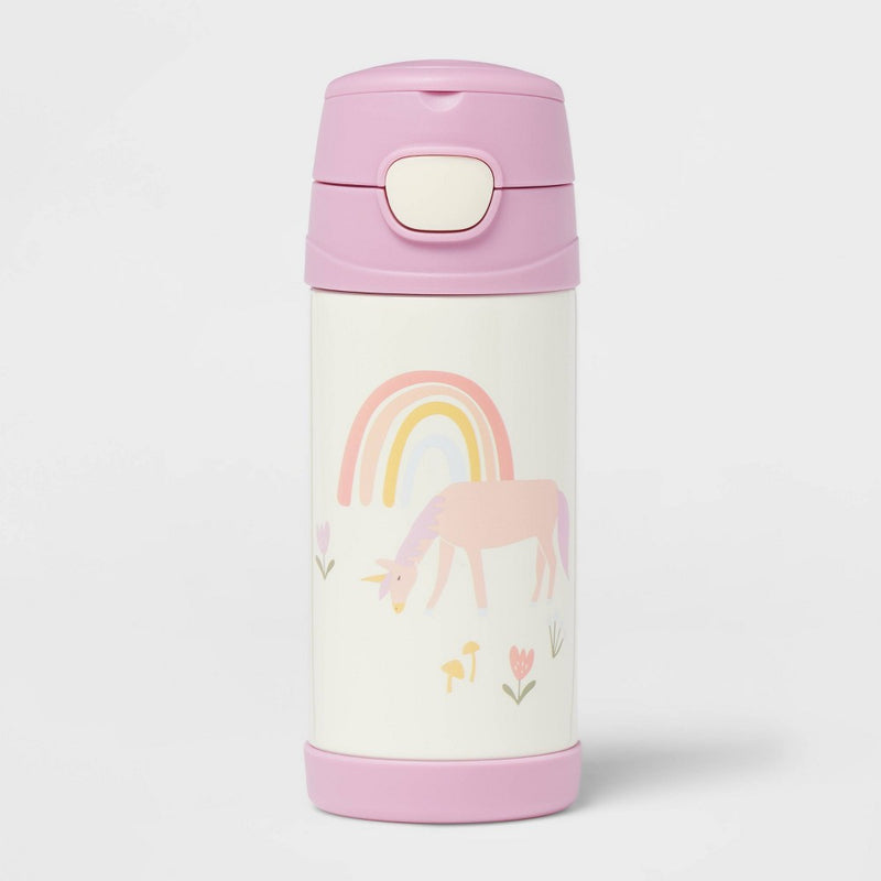 Kids' 12oz Stainless Steel Portable Drinkware Water Bottle Unicorn Shapes Lavender - Pillowfort