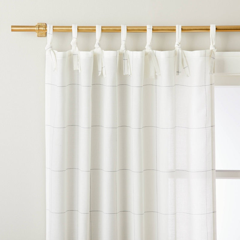 95" Subtle Grid Lines Curtain Panel Cream/Blue - Hearth & Hand with Magnolia