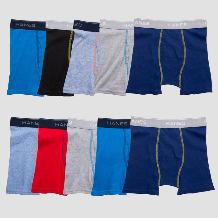 Hanes Boys' 10pk Boxer Briefs - Colors May Vary M