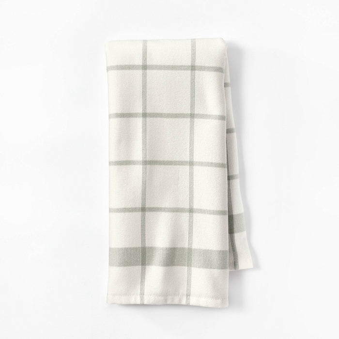 Dual Sided Terry Kitchen Towel Cream/Sage Green - Figmint