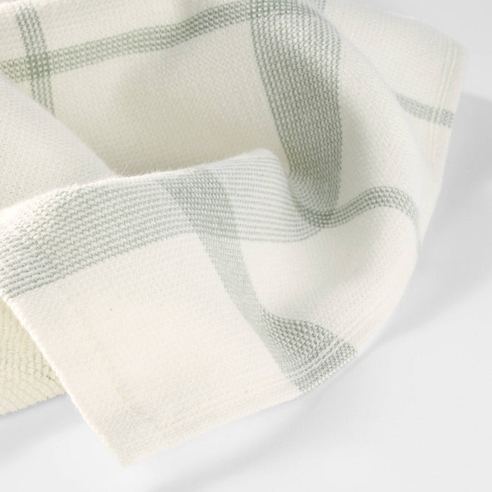 Dual Sided Terry Kitchen Towel Cream/Sage Green - Figmint