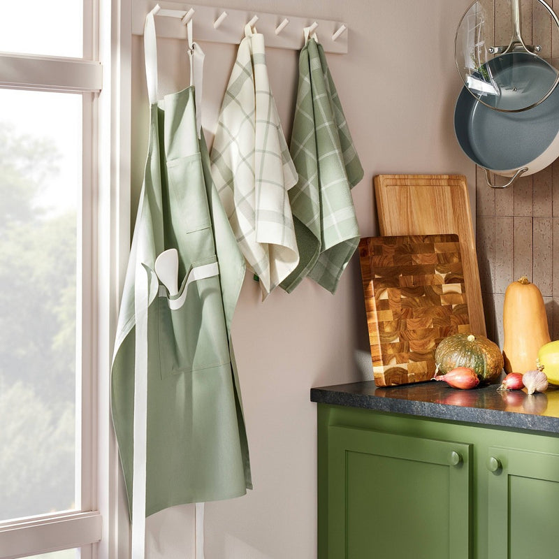 Dual Sided Terry Kitchen Towel Cream/Sage Green - Figmint