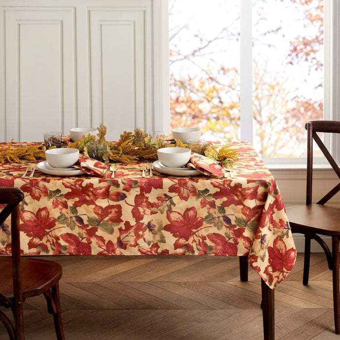 Harvest Festival Fall Printed Tablecloth - 60" x 84" - Red/Orange - Elrene Home Fashions