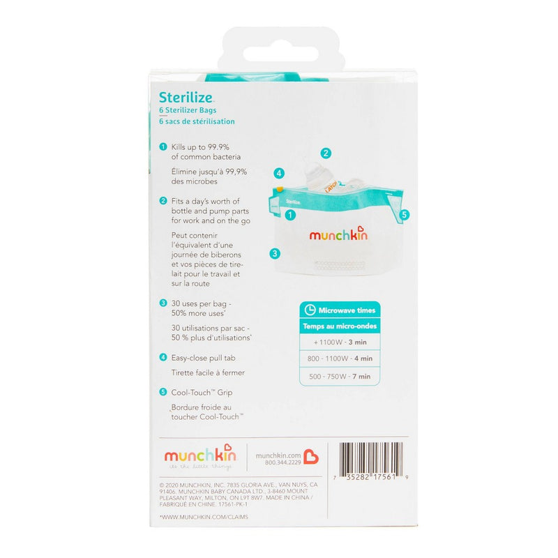 Munchkin 6pk Jumbo Bottle Sterilizer Bag