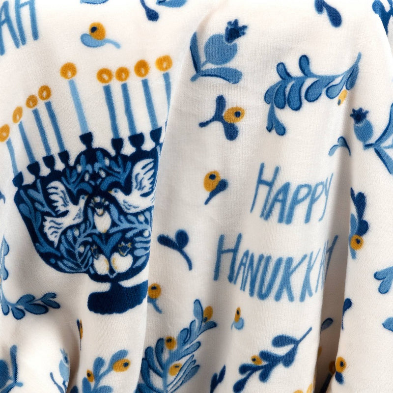 Happy Hanukkah Printed Plush Throw Blanket - Threshold