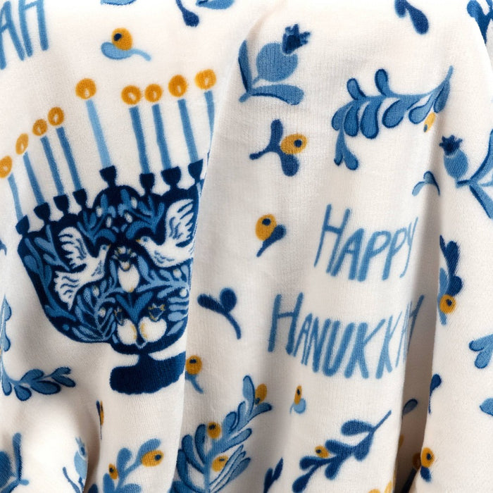 Happy Hanukkah Printed Plush Throw Blanket - Threshold
