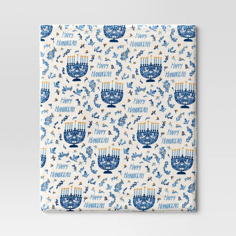 Happy Hanukkah Printed Plush Throw Blanket - Threshold