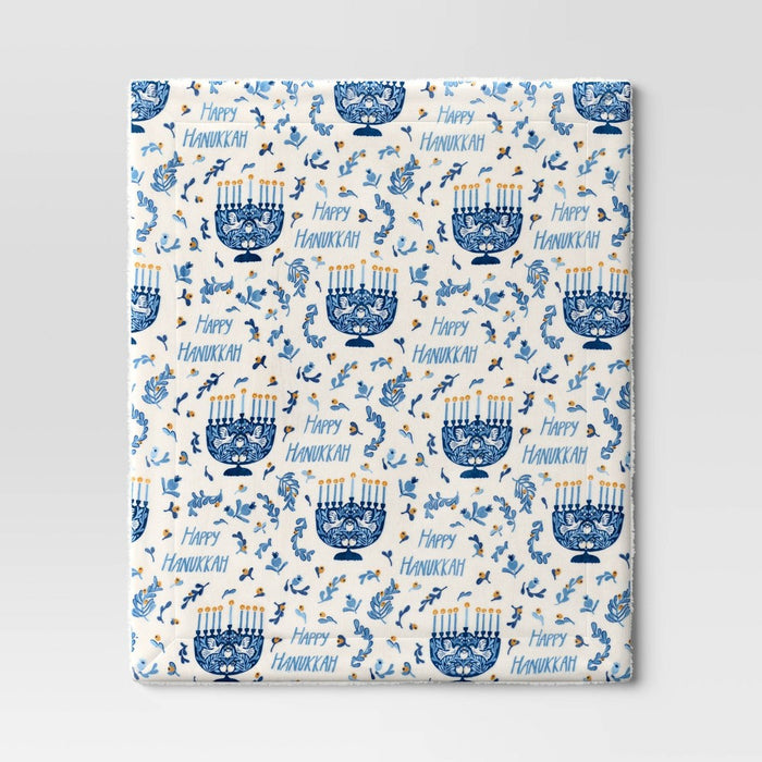 Happy Hanukkah Printed Plush Throw Blanket - Threshold