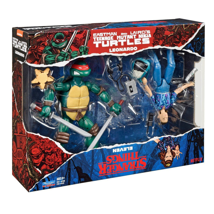 Teenage Mutant Ninja Turtles and Stranger Things Upside Down Remix 6" Leonardo and Eleven Action Figure 2pk