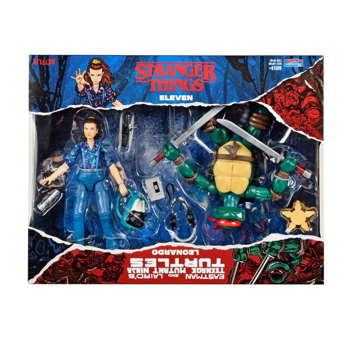 Teenage Mutant Ninja Turtles and Stranger Things Upside Down Remix 6" Leonardo and Eleven Action Figure 2pk