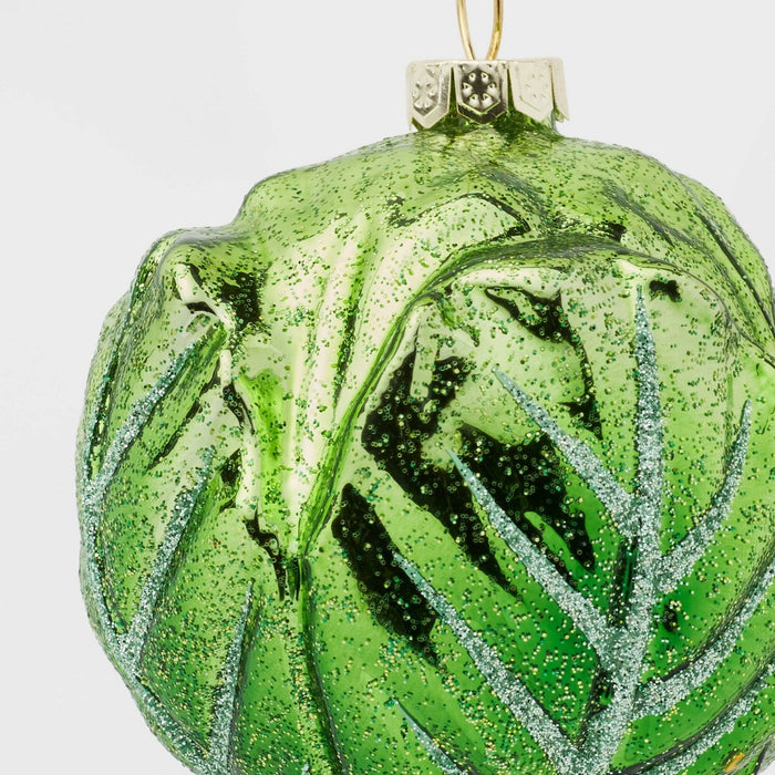 Glass Brussels Sprout Christmas Tree Ornament Green - Wondershop