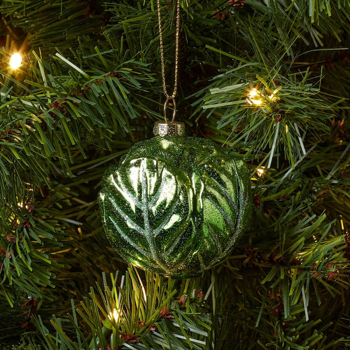 Glass Brussels Sprout Christmas Tree Ornament Green - Wondershop