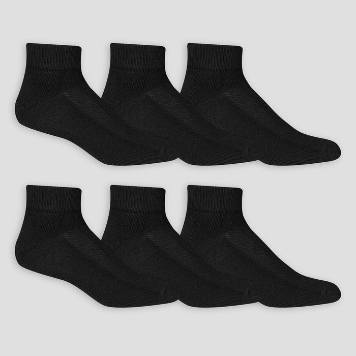 Men's Fruit of the Loom Breathable 6pk Ankle Socks - Black 6-12