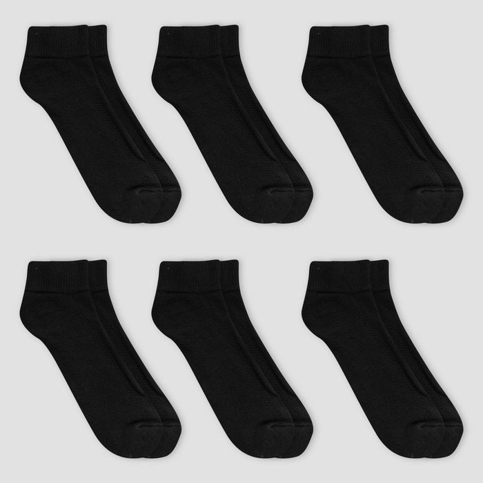 Men's Fruit of the Loom Breathable 6pk Ankle Socks - Black 6-12