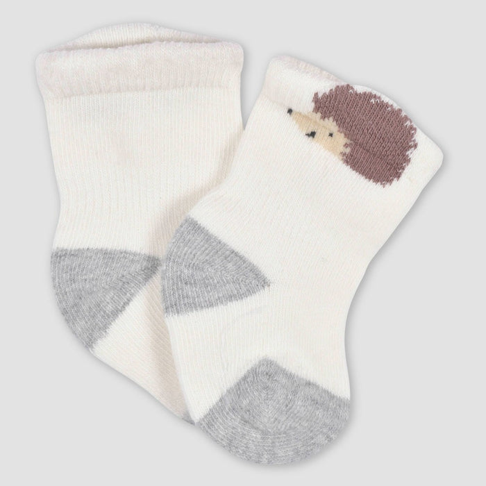 Gerber Baby Boys' 6pk Jersey Wiggle Proof Hedgehog Socks - Gray/Yellow/Navy Blue
