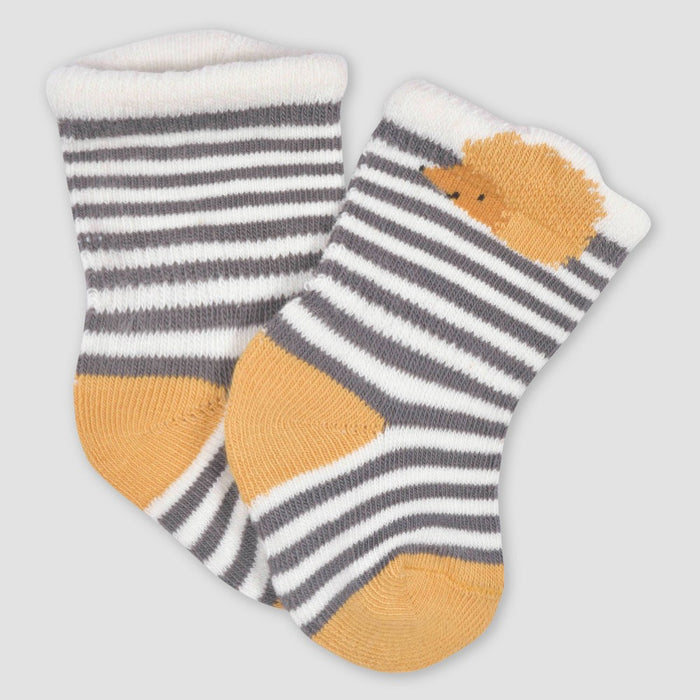 Gerber Baby Boys' 6pk Jersey Wiggle Proof Hedgehog Socks - Gray/Yellow/Navy Blue