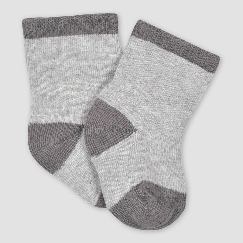 Gerber Baby Boys' 6pk Jersey Wiggle Proof Hedgehog Socks - Gray/Yellow/Navy Blue