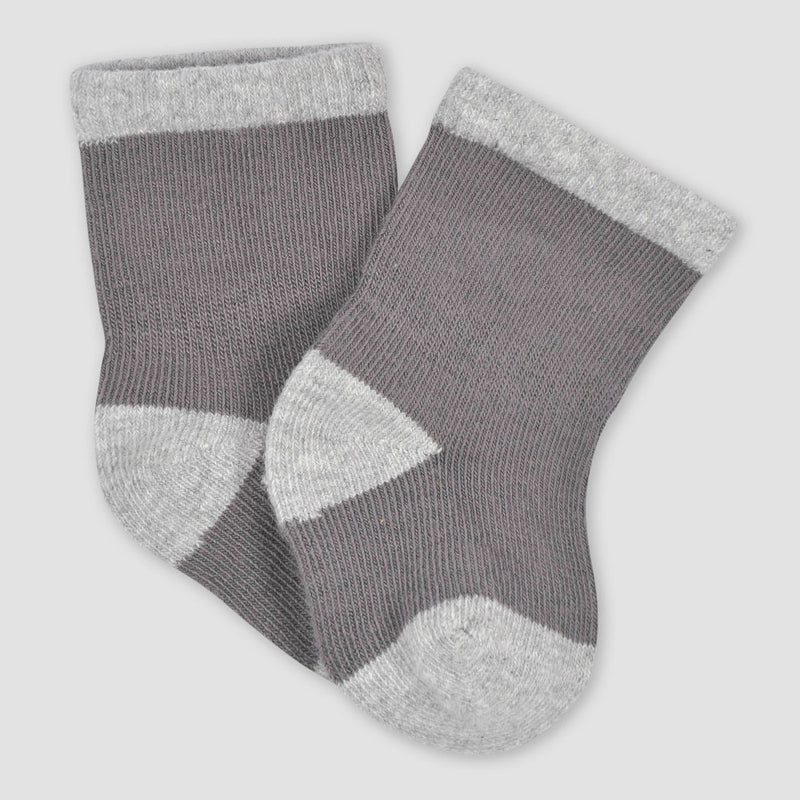Gerber Baby Boys' 6pk Jersey Wiggle Proof Hedgehog Socks - Gray/Yellow/Navy Blue