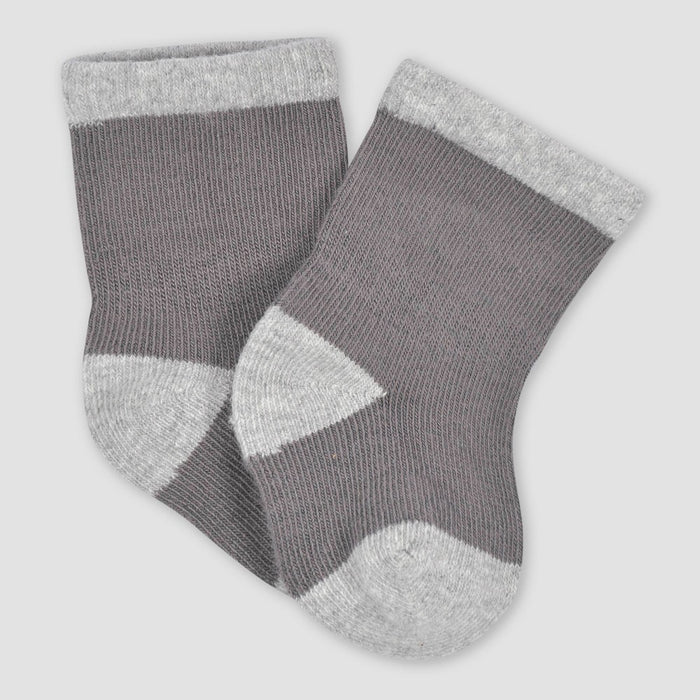 Gerber Baby Boys' 6pk Jersey Wiggle Proof Hedgehog Socks - Gray/Yellow/Navy Blue