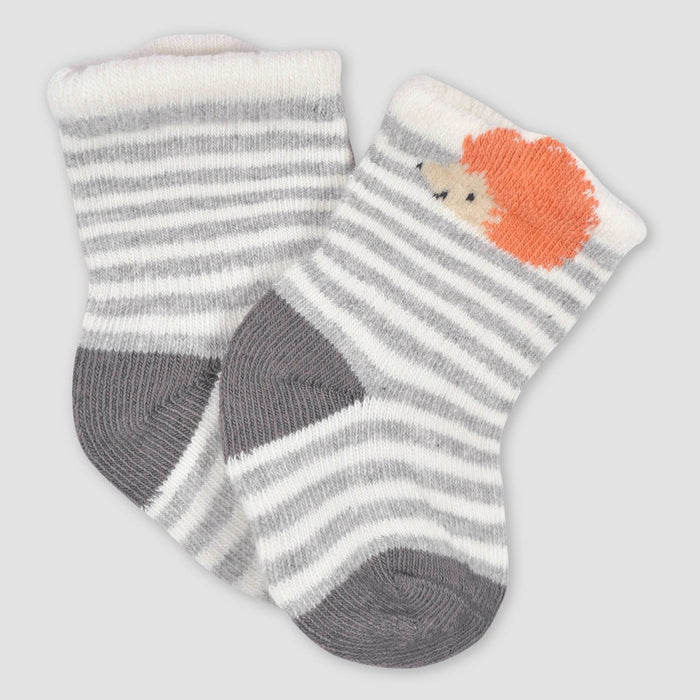 Gerber Baby Boys' 6pk Jersey Wiggle Proof Hedgehog Socks - Gray/Yellow/Navy Blue