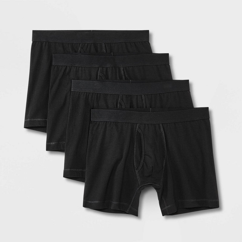 Men's Support Pouch Boxer Briefs 4pk - Goodfellow & Co Black L