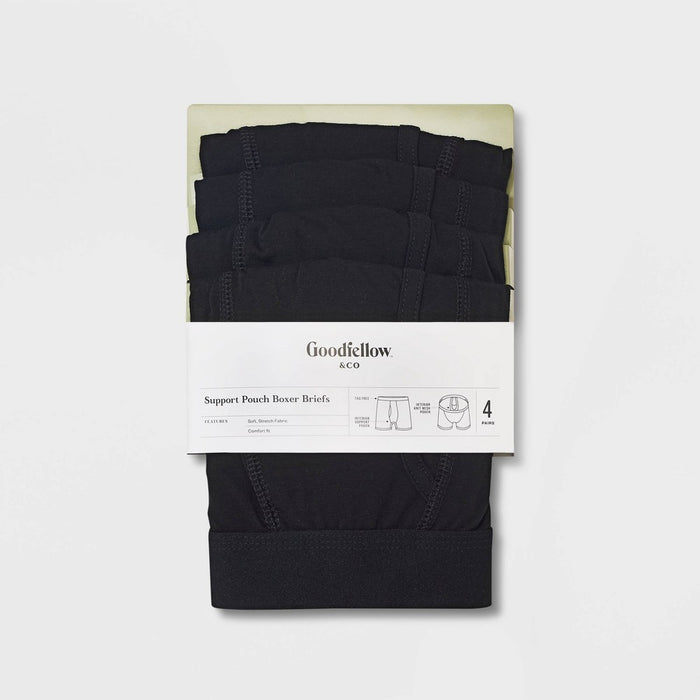Men's Support Pouch Boxer Briefs 4pk - Goodfellow & Co Black L