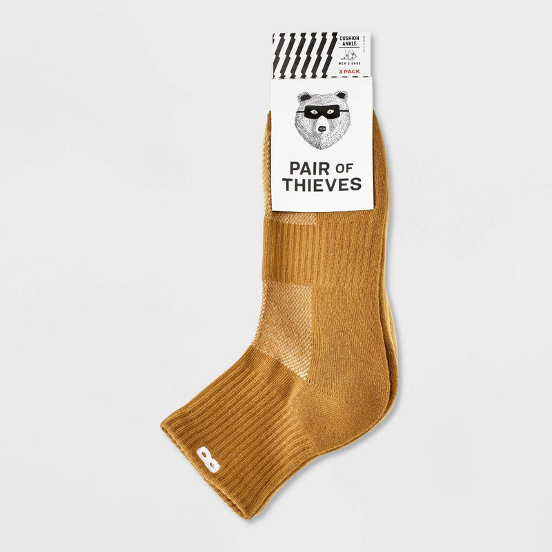 Pair of Thieves Men's Neutral Ankle Socks - Mustard Yellow 6-12
