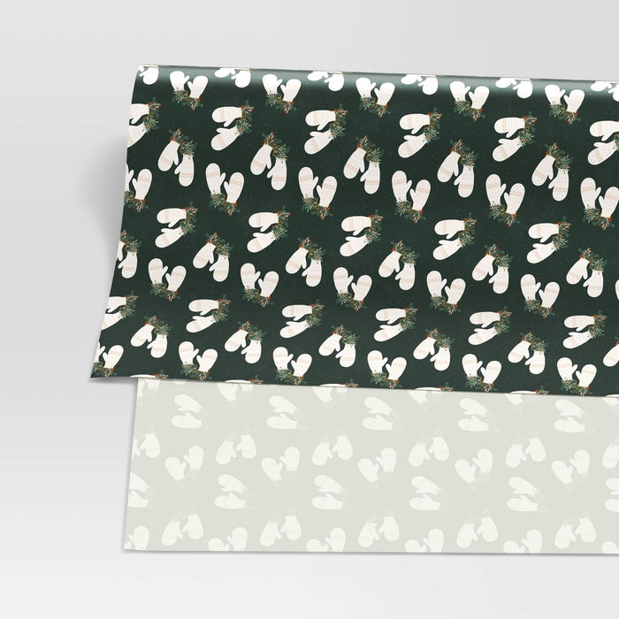 20 sq ft Mittens Christmas Gift Wrap Green - Wondershop