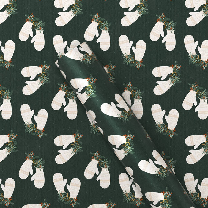 20 sq ft Mittens Christmas Gift Wrap Green - Wondershop