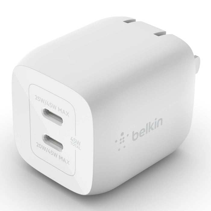 Belkin 45W Dual USB-C Power Delivery PPS Wall Charger (Foldable Prongs)