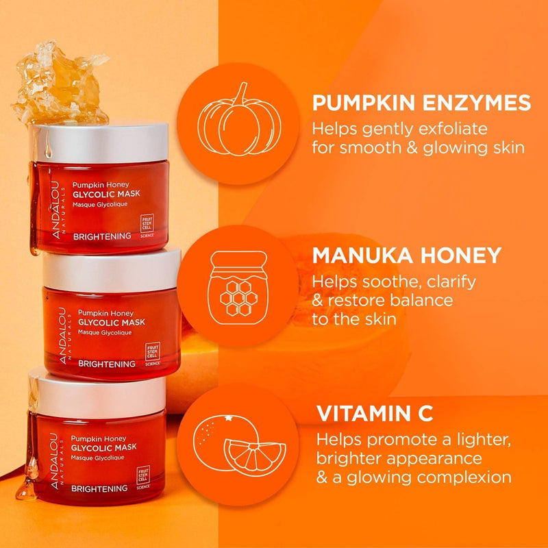 Andalou Naturals Brightening Pumpkin Honey Glycolic Mask - 1.7oz