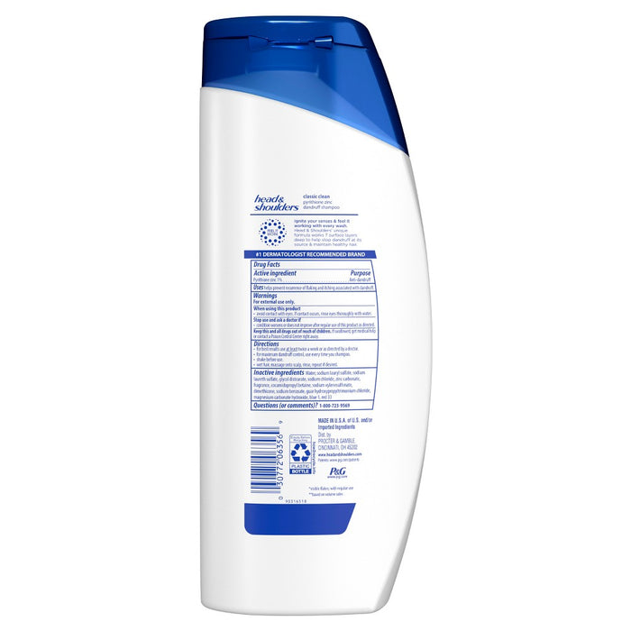 Head & Shoulders Dandruff Shampoo, Anti-Dandruff Treatment, Classic Clean for Daily Use, Paraben-Free - 20.7 fl oz