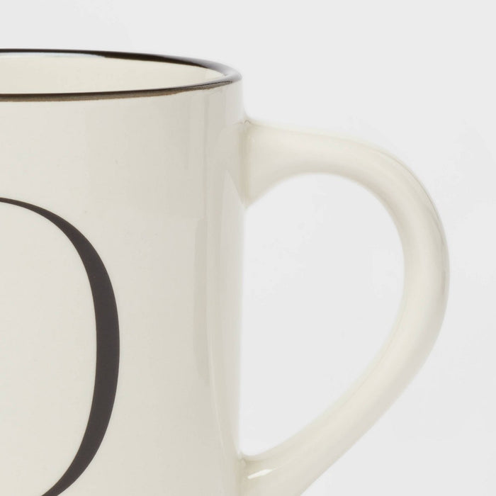 16oz Stoneware Monogram D Mug Ivory - Threshold