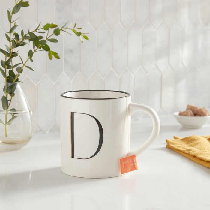 16oz Stoneware Monogram D Mug Ivory - Threshold
