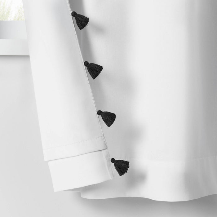 84" Blackout Tassel Kids' Curtain Panel White/Black - Pillowfort