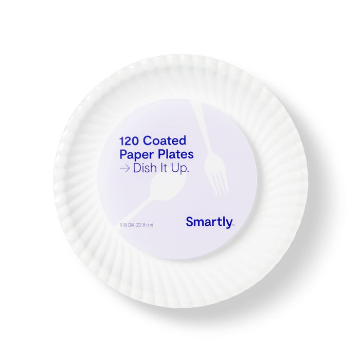 Coated Disposable Paper Plates - 9"- 120ct - Smartly