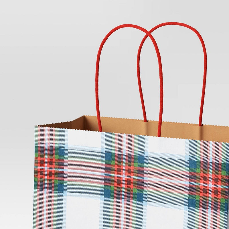 2ct Cub Plaid Paper Handle Christmas Gift Bag Red/White - Wondershop