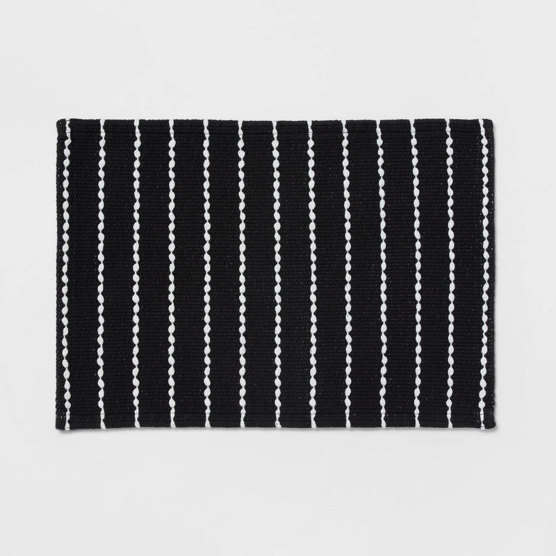 20"x30" Performance Plus Bath Mat Striped Black - Threshold