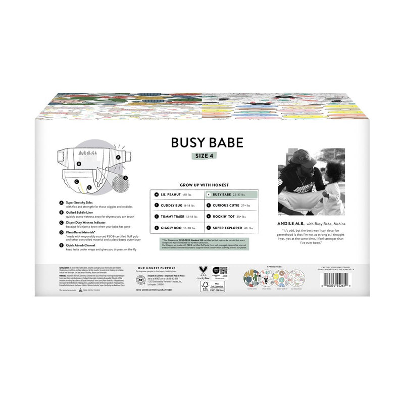 The Honest Company Clean Conscious Disposable Diapers Four Print Pack - Size 4 - 104ct