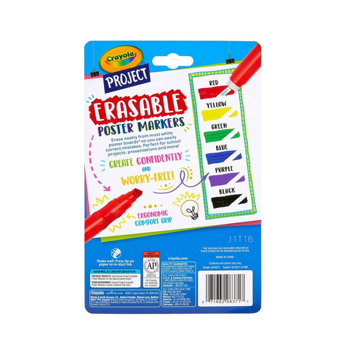 Crayola 6ct Project Erasable Poster Markers