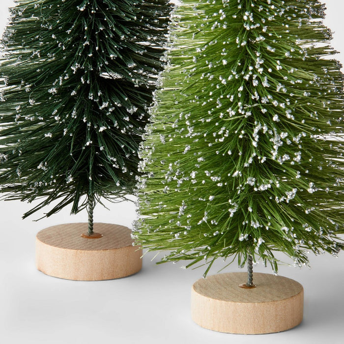 2pc 6" Decorative Sisal Christmas Bottle Brush Tree Set Green - Wondershop