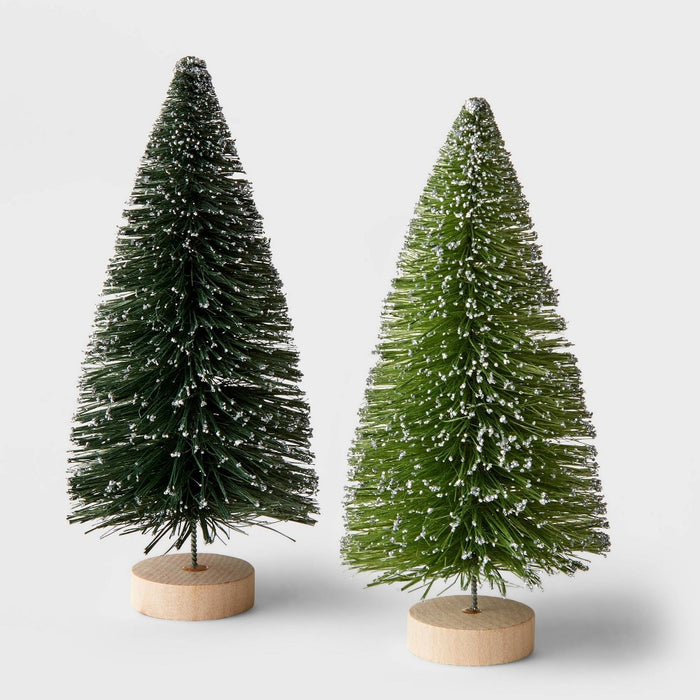 2pc 6" Decorative Sisal Christmas Bottle Brush Tree Set Green - Wondershop