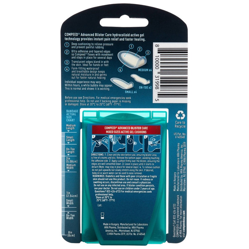 Compeed Advanced Blister Care, Heel and Foot Patches - Clear - 10ct