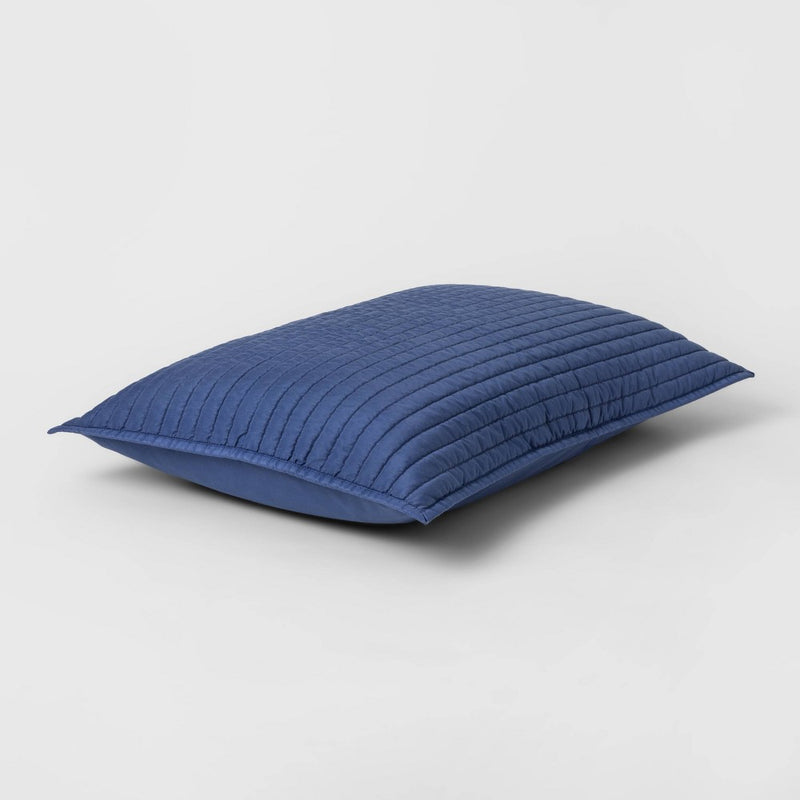 Standard Garment Washed Microfiber Quilt Sham Blue - Room Essentials
